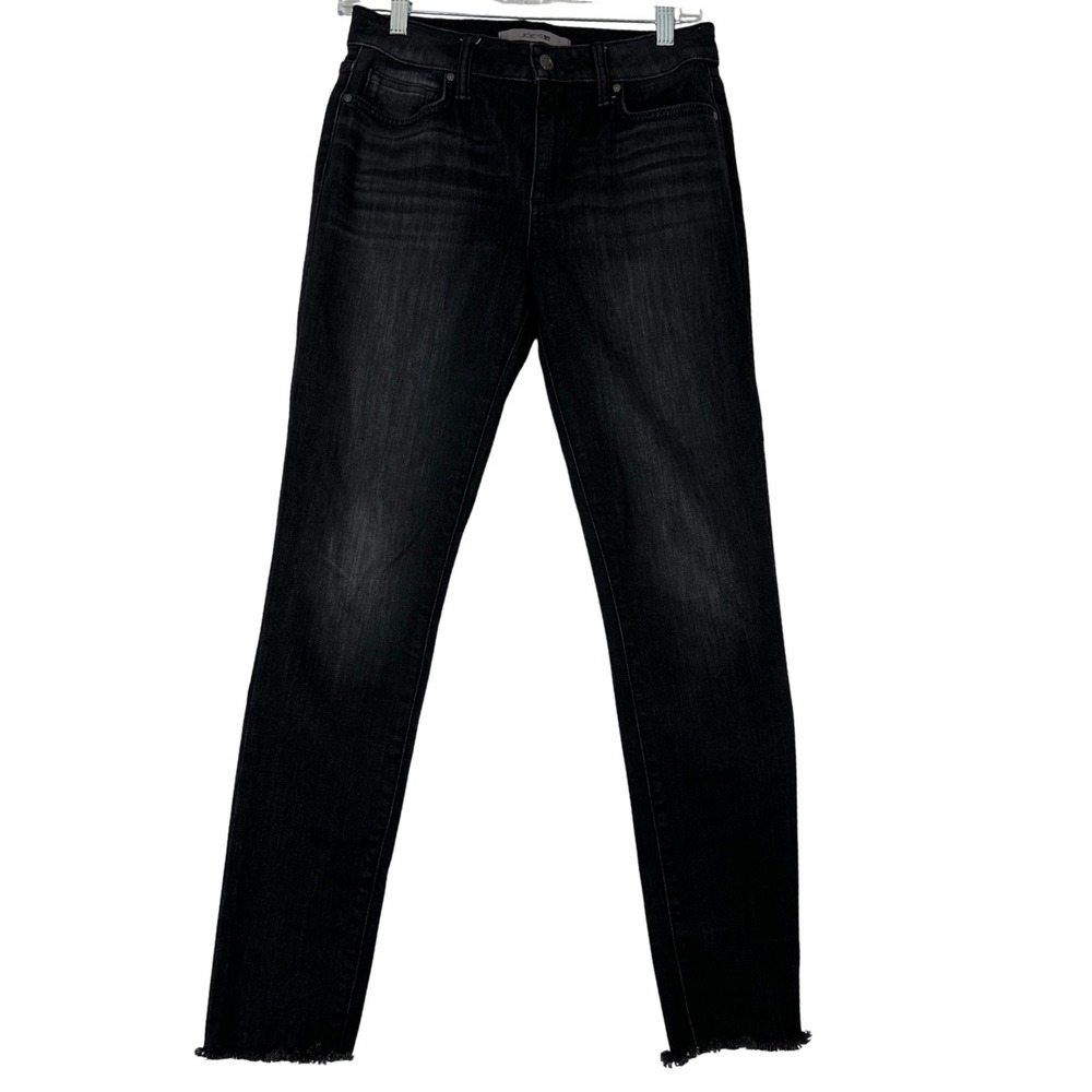 Joe's Jeans Womens Black Raw Hem Mid Rise Skinny Jeans Size 27 Dark Wash Stretch